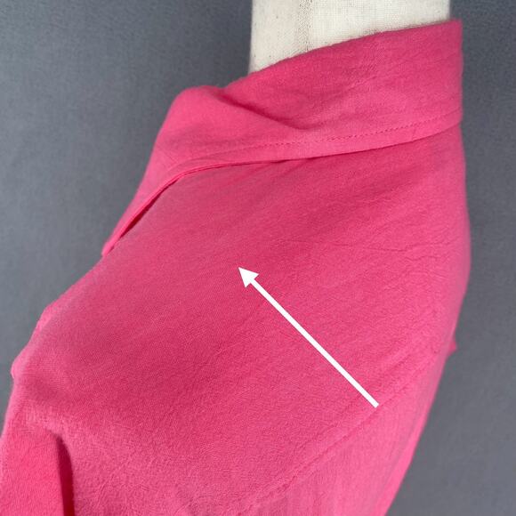 Vtg 80s 90s Two Potato Button Down Tie Back Short Sleeve Maxi Dress XL Pink NOS - Picture 9 of 16